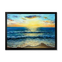 Designart 'Sunrise Glow On The Ocean Waves I' Nautical & Coastal Framed Art Print