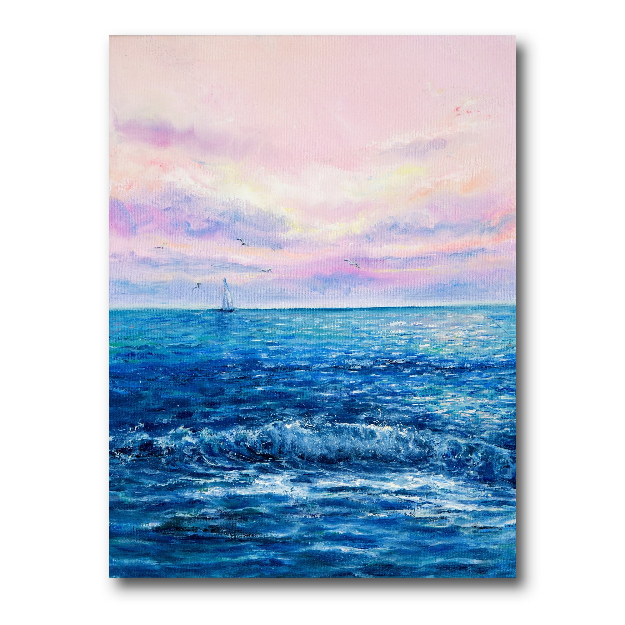 Designart ' Sunrise Glow On The Ocean Waves II ' Nautical & Coastal Canvas Wall Art Print