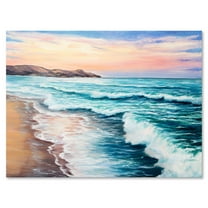 Designart ' Sunrise Glow On The Ocean Waves III ' Nautical & Coastal Canvas Wall Art Print