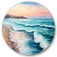 thumbnail image 1 of Designart 'Sunrise Glow On The Ocean Waves III' Nautical & Coastal Circle Metal Wall Art 11x11 - Disc of 11, 1 of 5