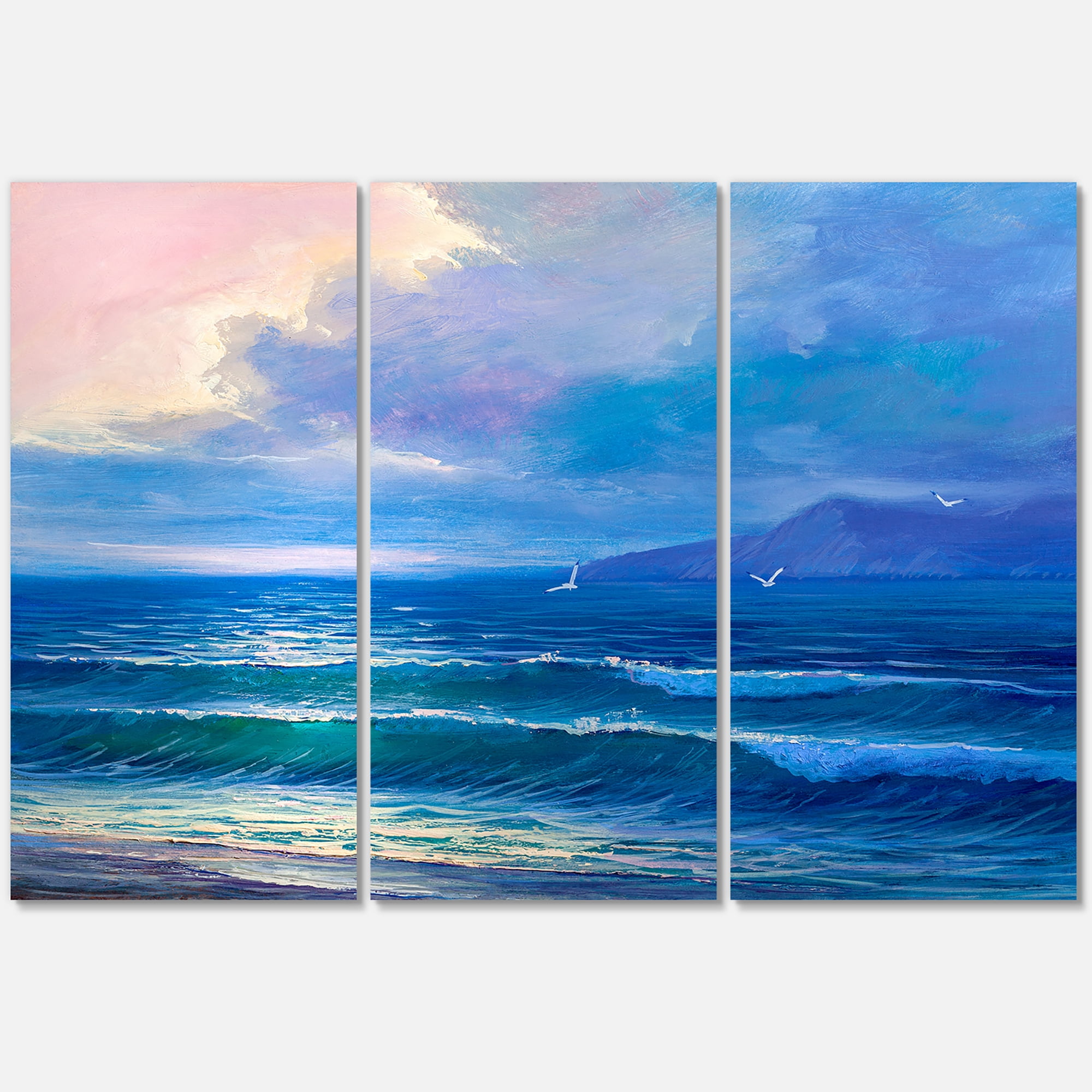 Designart ' Sunrise Glow On The Sea Waves I ' Nautical & Coastal Canvas Wall Art Print