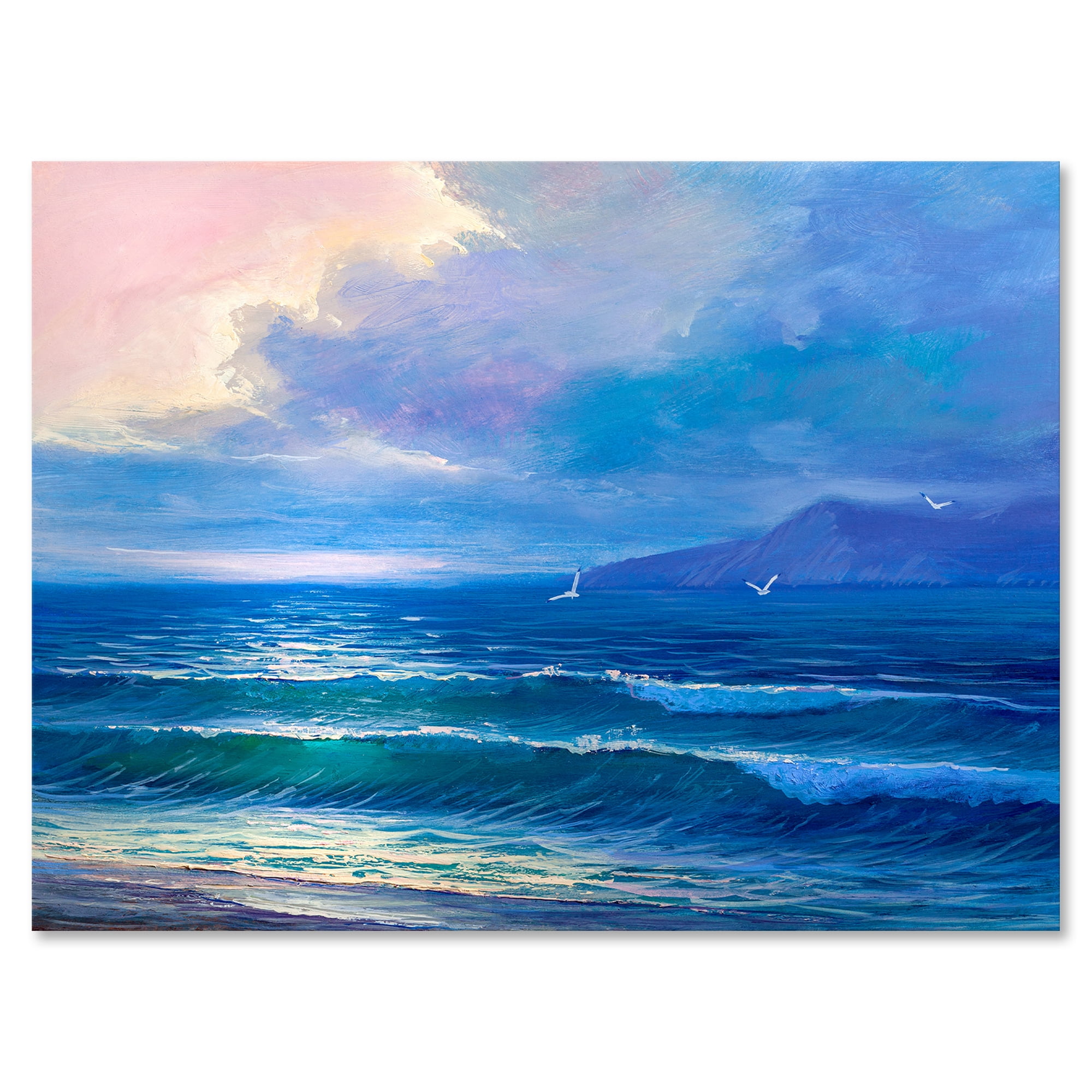 Designart ' Sunrise Glow On The Sea Waves I ' Nautical & Coastal Canvas Wall Art Print