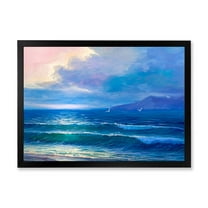 Designart 'Sunrise Glow On The Sea Waves I' Nautical & Coastal Framed Art Print
