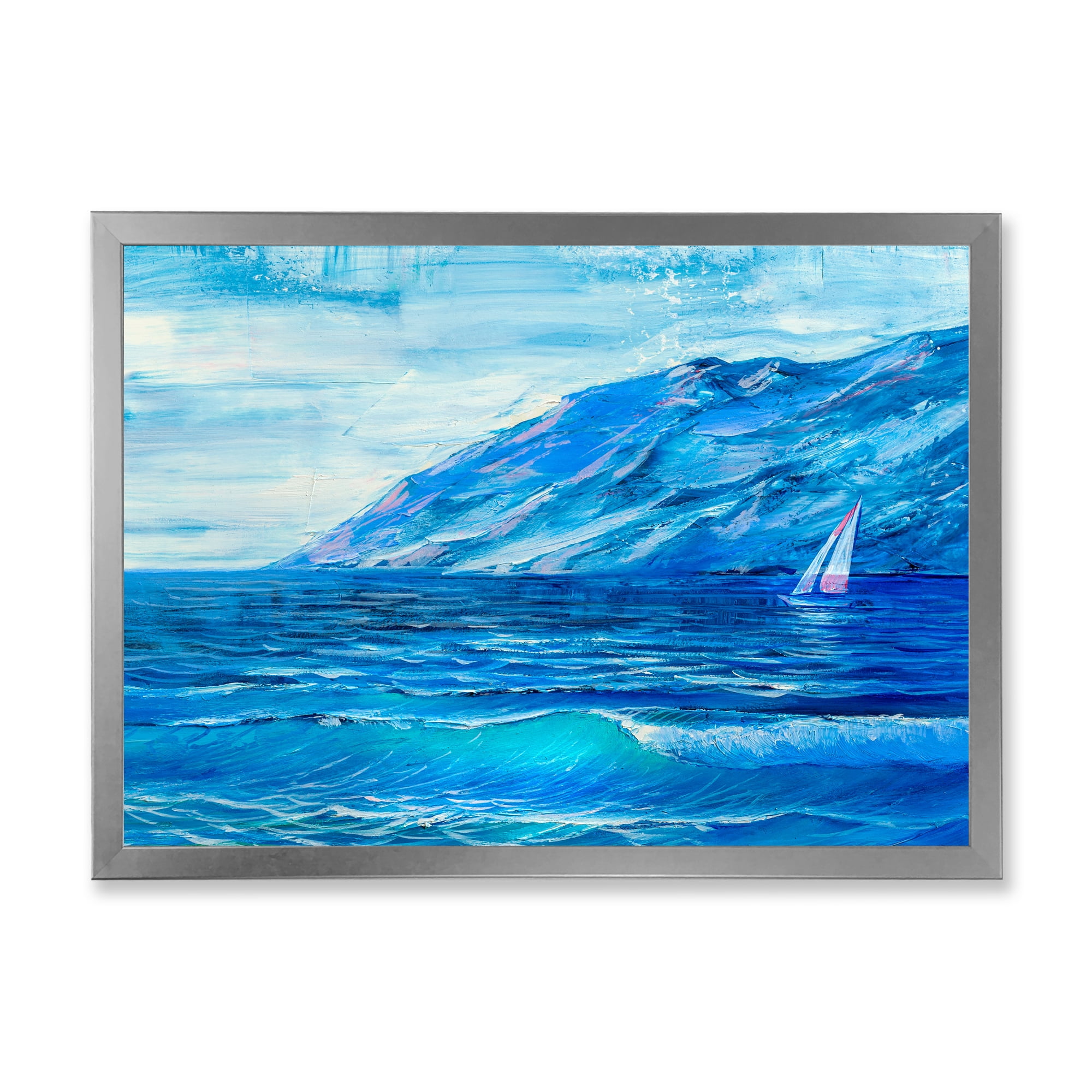 Designart 'Sunrise Glow On The Sea Waves II' Nautical & Coastal Framed Art Print