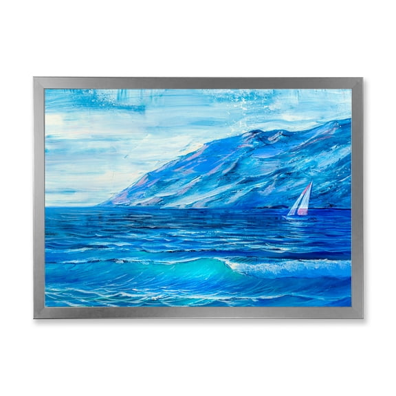 Designart 'Sunrise Glow On The Sea Waves II' Nautical & Coastal Framed Art Print