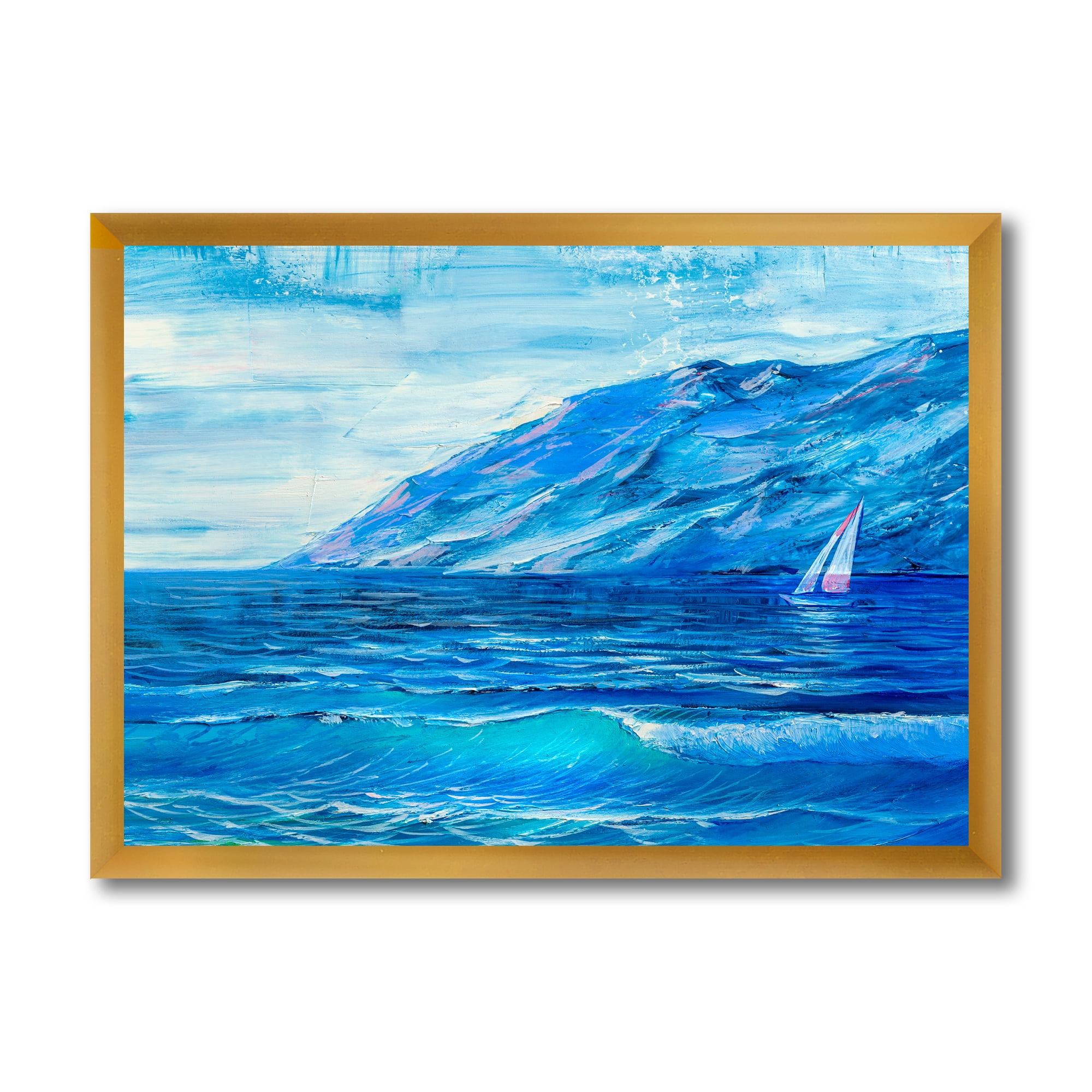Designart 'Sunrise Glow On The Sea Waves II' Nautical & Coastal Framed Art Print