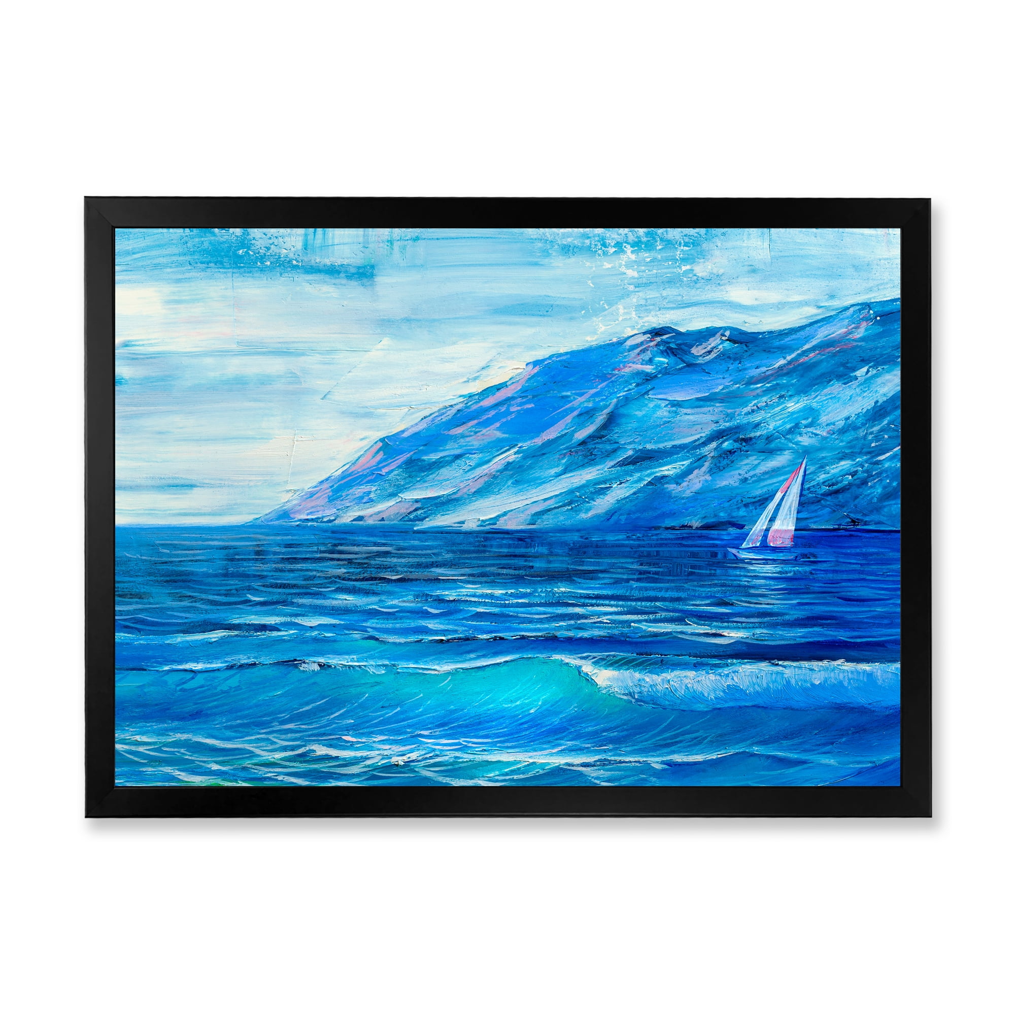 Designart 'Sunrise Glow On The Sea Waves II' Nautical & Coastal Framed Art Print