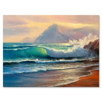 Designart ' Sunrise Glow On The Sea Waves III ' Nautical & Coastal Canvas Wall Art Print