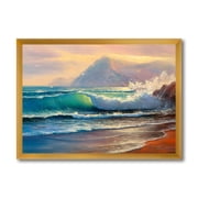 Designart Sunrise Glow On The Sea Waves III Nautical & Coastal Framed Art Print