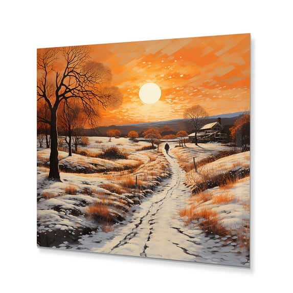 Designart "Sunrise Glow Speckles" Landscapes Metal Art Living Room