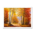 thumbnail image 1 of Designart 'Sunrise Glow Through The Autumn Trees' Lake House Framed Art Print, 1 of 4