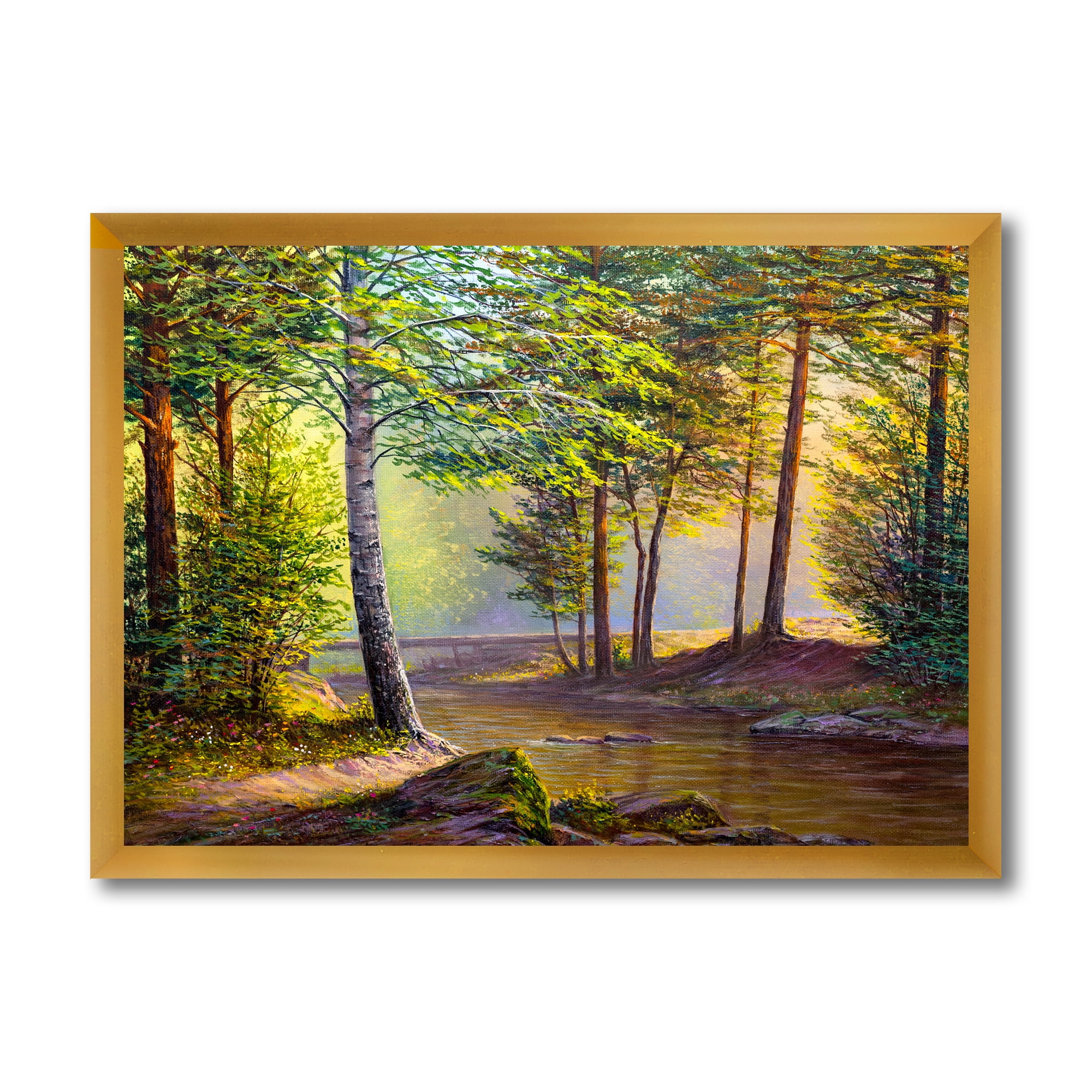 Designart 'Sunrise Glow Through The Awakening Fir Forest' Traditional Framed Art Print
