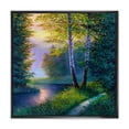 thumbnail image 1 of Designart 'Sunrise Glow Through The Birch Forest' Lake House Framed Canvas Wall Art Print, 1 of 5