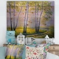 thumbnail image 1 of Designart 'Sunrise Glow Through The Birches I' Traditional Print on Natural Pine Wood, 1 of 5