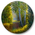 thumbnail image 1 of Designart 'Sunrise Glow Through The Birches II' Lake House Circle Metal Wall Art 11x11 - Disc of 11, 1 of 1