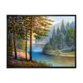 thumbnail image 1 of Designart 'Sunrise Glow Through The Pine & Fir Forest' Lake House Framed Canvas Wall Art Print, 1 of 1