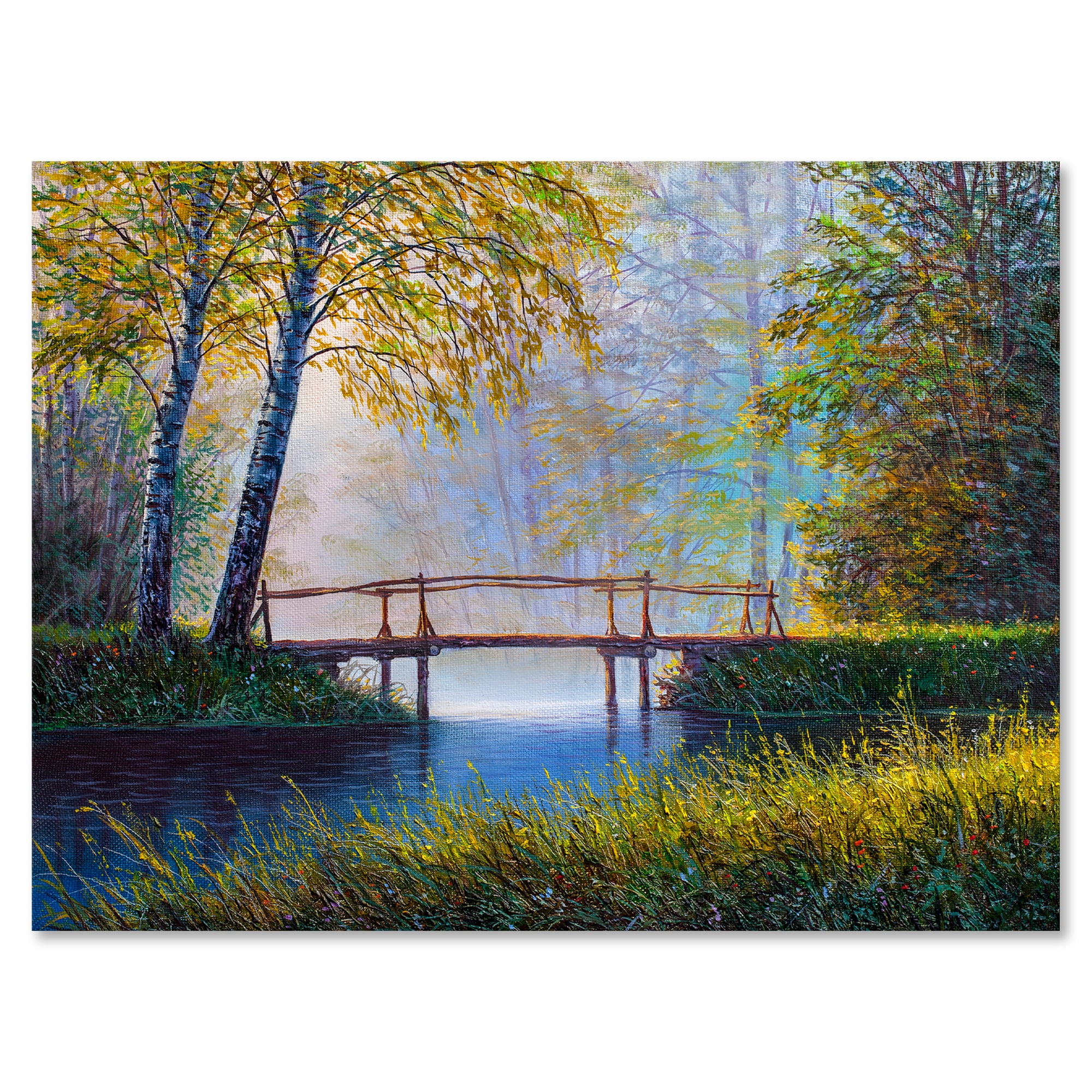 Designart ' Sunrise Glow and The Awakening Spring Forest ' Lake House Canvas Wall Art Print