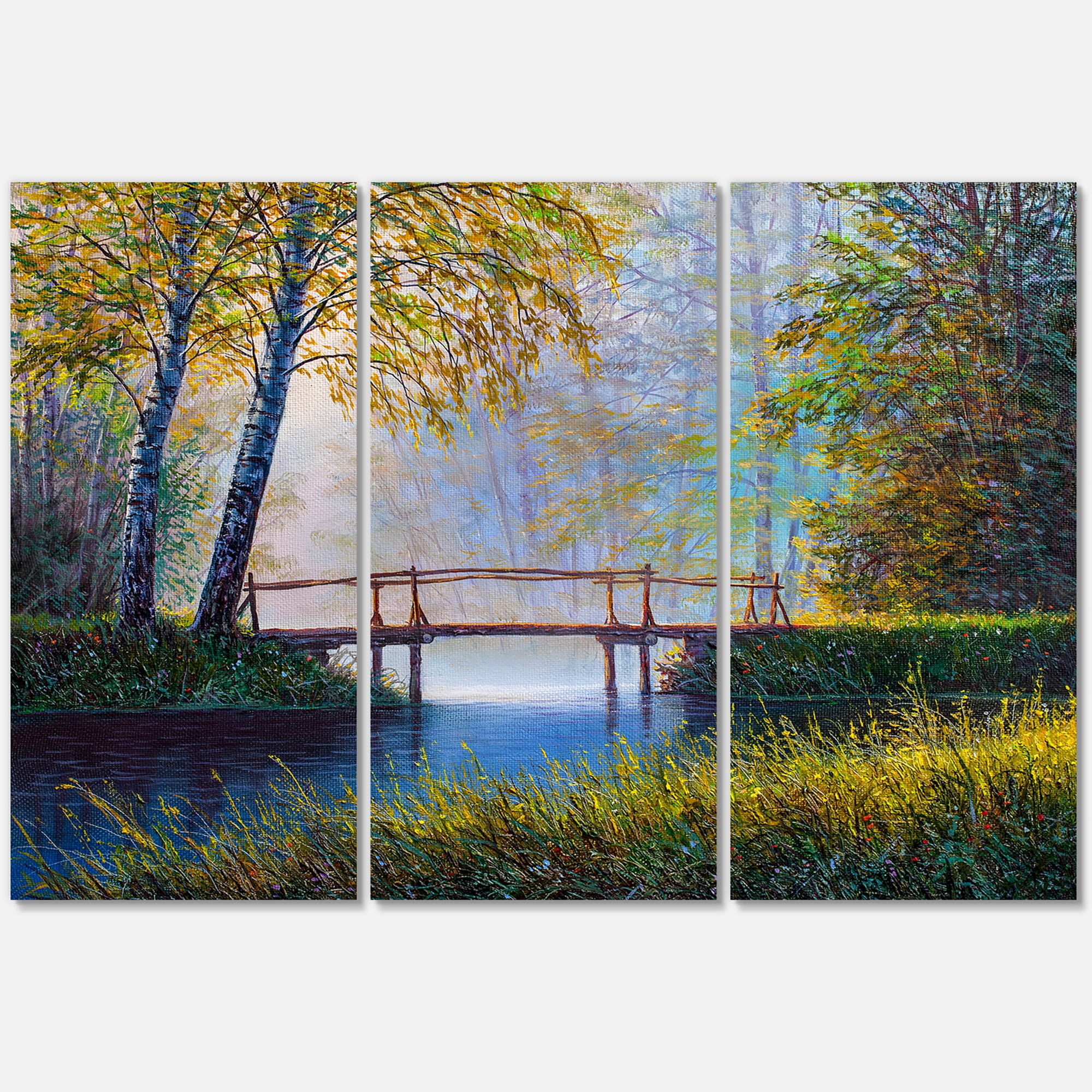 Designart ' Sunrise Glow and The Awakening Spring Forest ' Lake House Canvas Wall Art Print