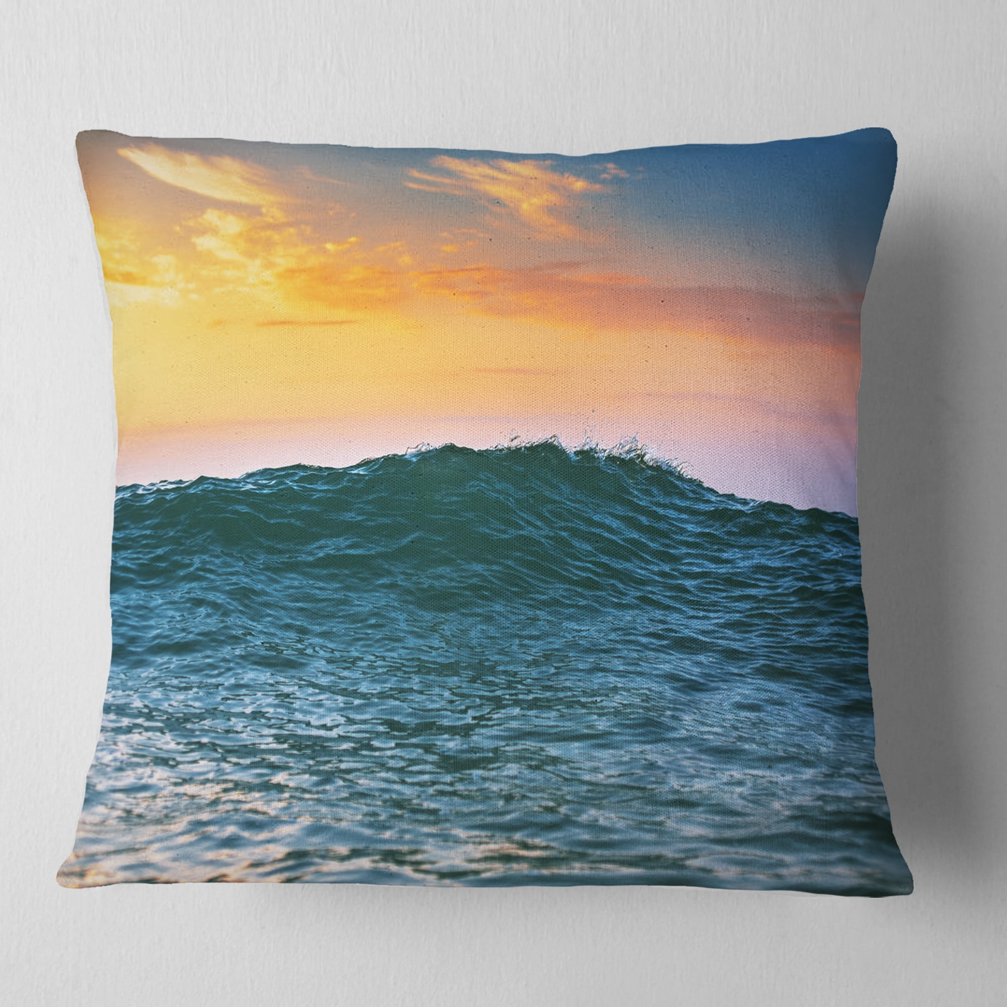 Designart Sunrise Light Shine on Sea Water - Beach Throw Pillow - 18x18