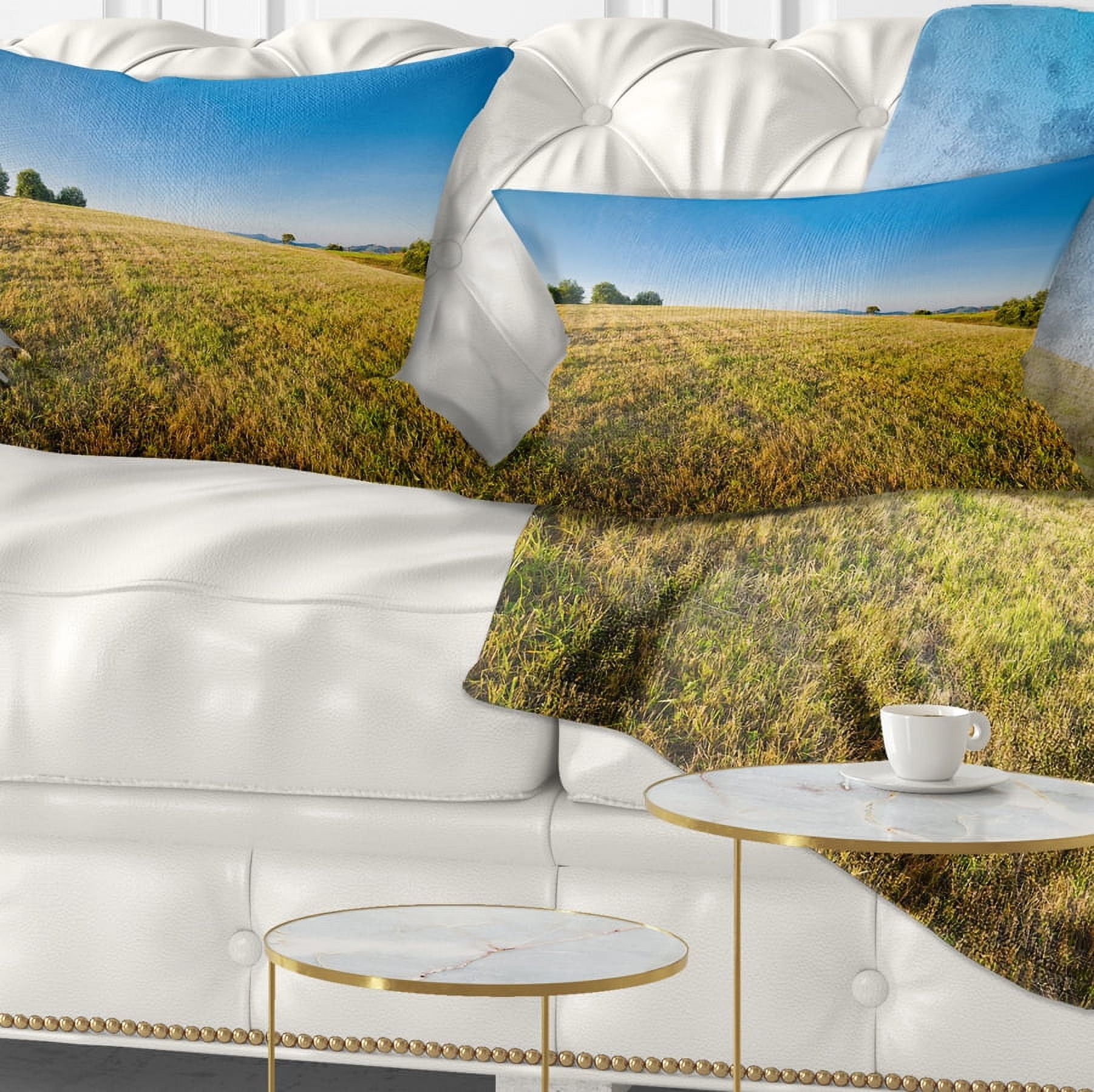 Designart Sunrise Over Green Mountains - Landscape Photo Throw Pillow - 12x20