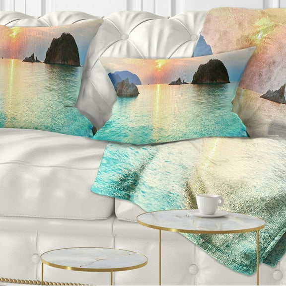 Designart Sunrise Panorama - Photography Throw Pillow - 12x20