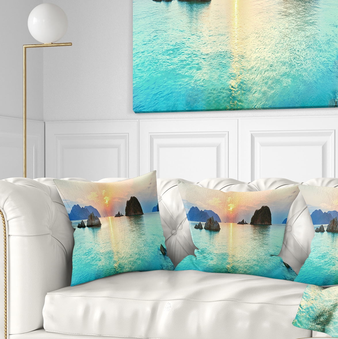Designart Sunrise Panorama - Photography Throw Pillow - 18x18