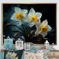 thumbnail image 1 of Designart "Sunrise'S Dew-Kissed Daffodils I" Daffodils Floater Framed Canvas Art Print, 1 of 5