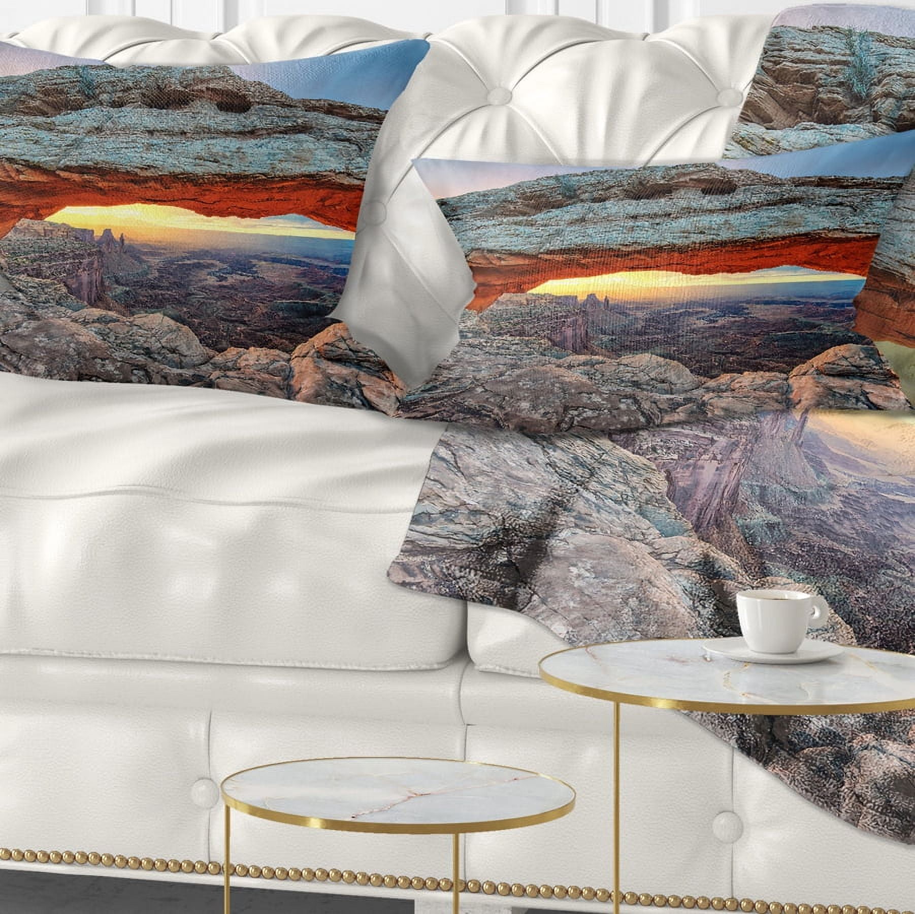 Designart Sunrise at Mesa Arch in Canyon lands - Landscape Printed Throw Pillow - 12x20
