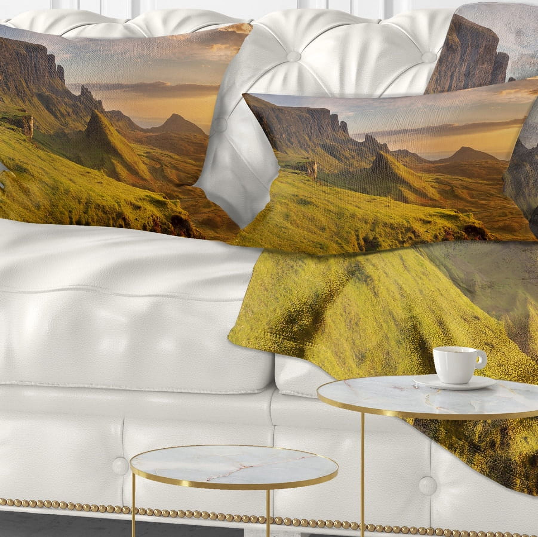 Designart Sunrise at Quiraing Scotland - Landscape Printed Throw Pillow - 12x20