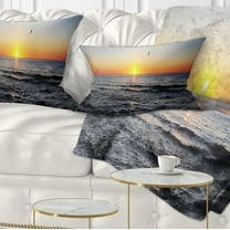 Designart Sunrise at Sea Panorama - Photography Throw Pillow - 12x20