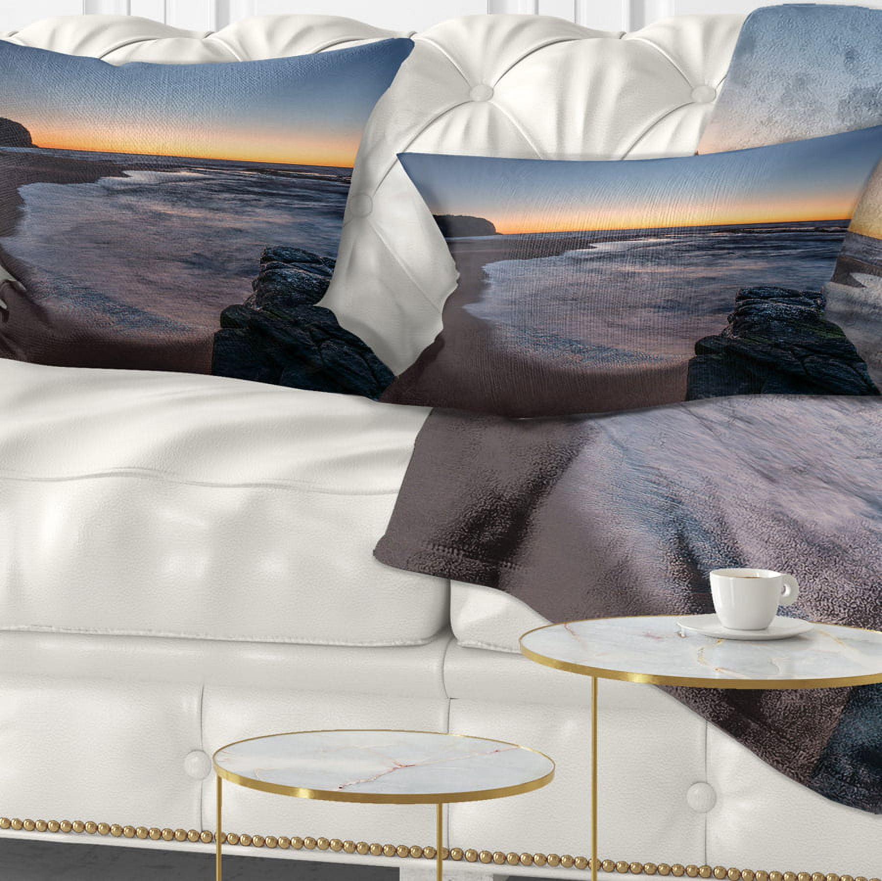 Designart Sunrise at Sydney Over Sea - Seascape Throw Pillow - 12x20