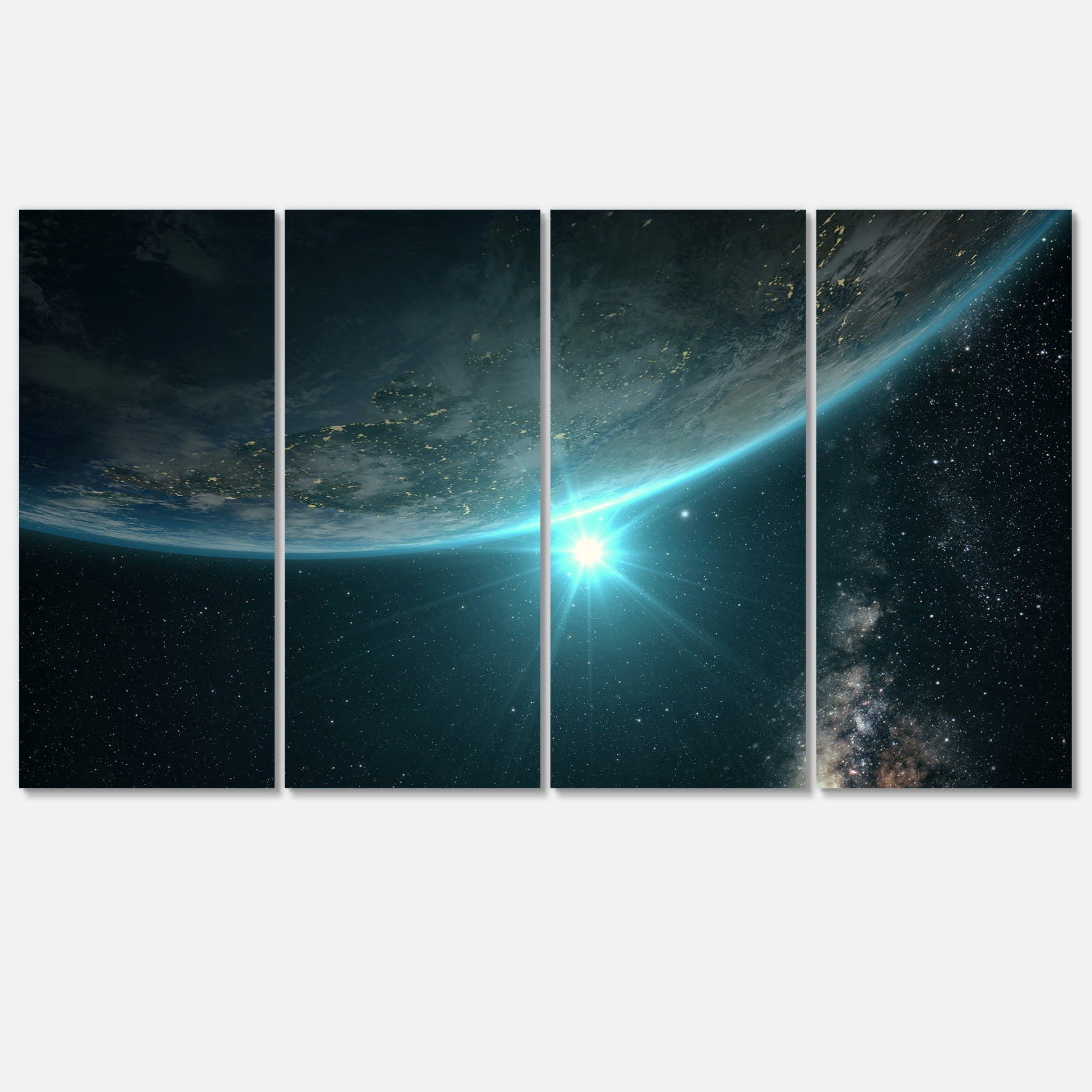 Designart 'Sunrise in Earth from Space ' Contemporary Landscape Canvas Art