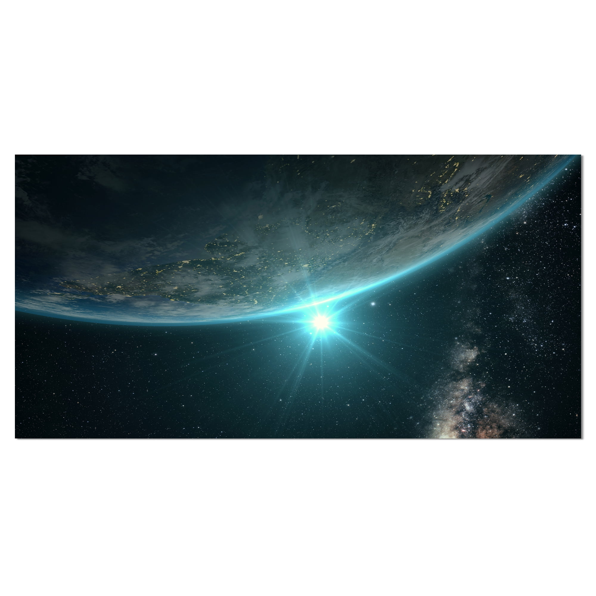 Designart 'Sunrise in Earth from Space ' Contemporary Landscape Canvas Art