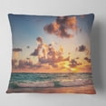 thumbnail image 1 of Designart Sunrise on Beach of Caribbean Sea - Beach Throw Pillow - 16x16, 1 of 4