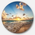 thumbnail image 1 of Designart Sunrise on Beach of Caribbean Sea' Large Seashore Metal Circle Wall Art, 1 of 5