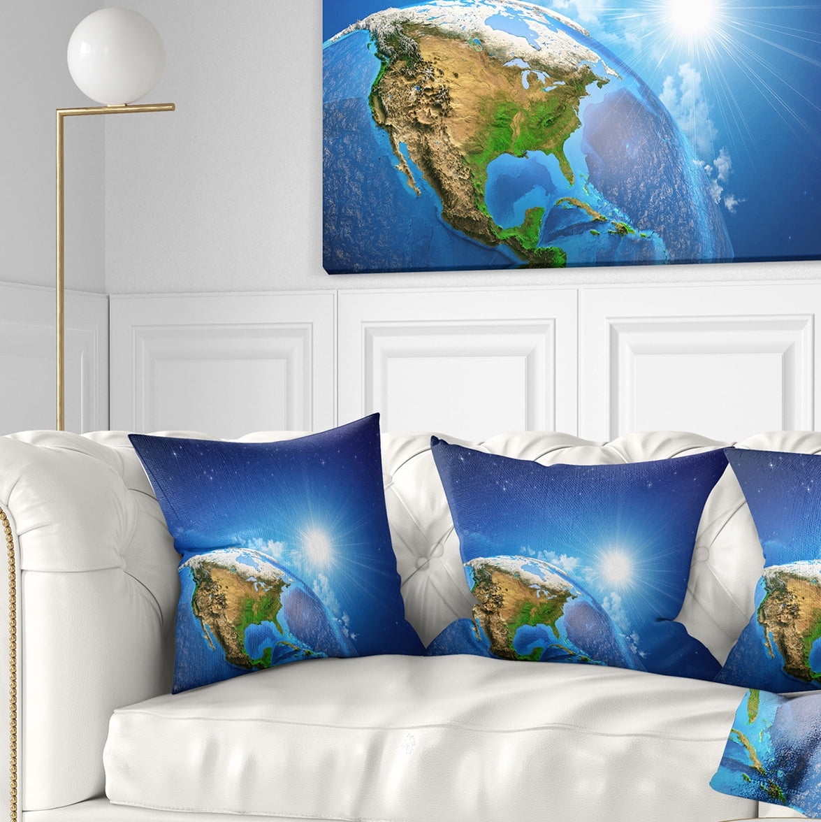 Designart Sunrise over the Earth Landscape - Abstract Throw Pillow - 16x16