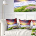 thumbnail image 1 of Designart Sunrise with Blooming Flowers - Landscape Printed Throw Pillow - 18x18, 1 of 5