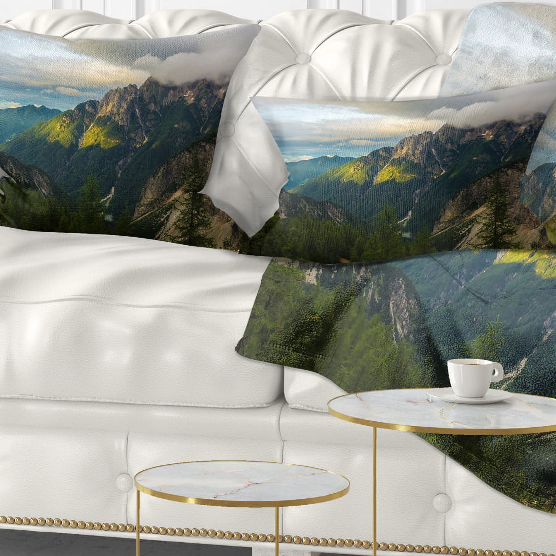 Designart Sunrise with Yellow Reflection - Landscape Photo Throw Pillow - 12x20