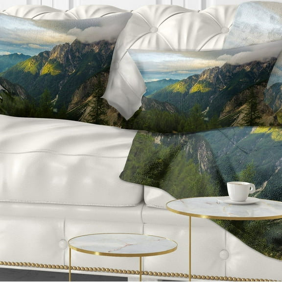 Designart Sunrise with Yellow Reflection - Landscape Photo Throw Pillow - 12x20