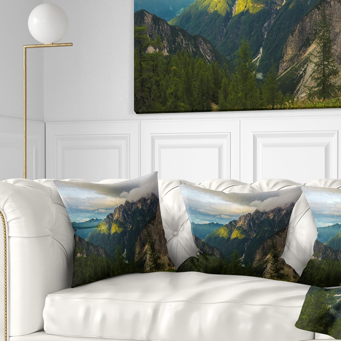 Designart Sunrise with Yellow Reflection - Landscape Photo Throw Pillow - 18x18