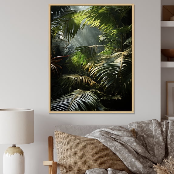 Designart "Sunset Among Ivory Islands Jungle Palms I" Palms & Palm Trees Floater Framed Wall Art Prints
