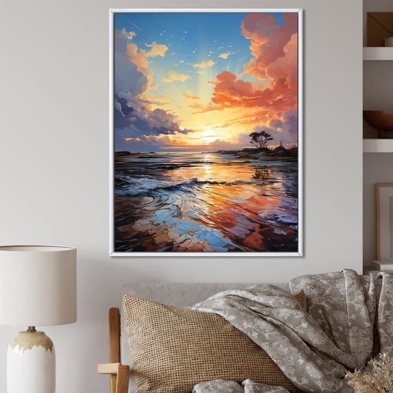 Designart "Sunset Beyond The Heavens" Sky Floater Framed Wall Decor