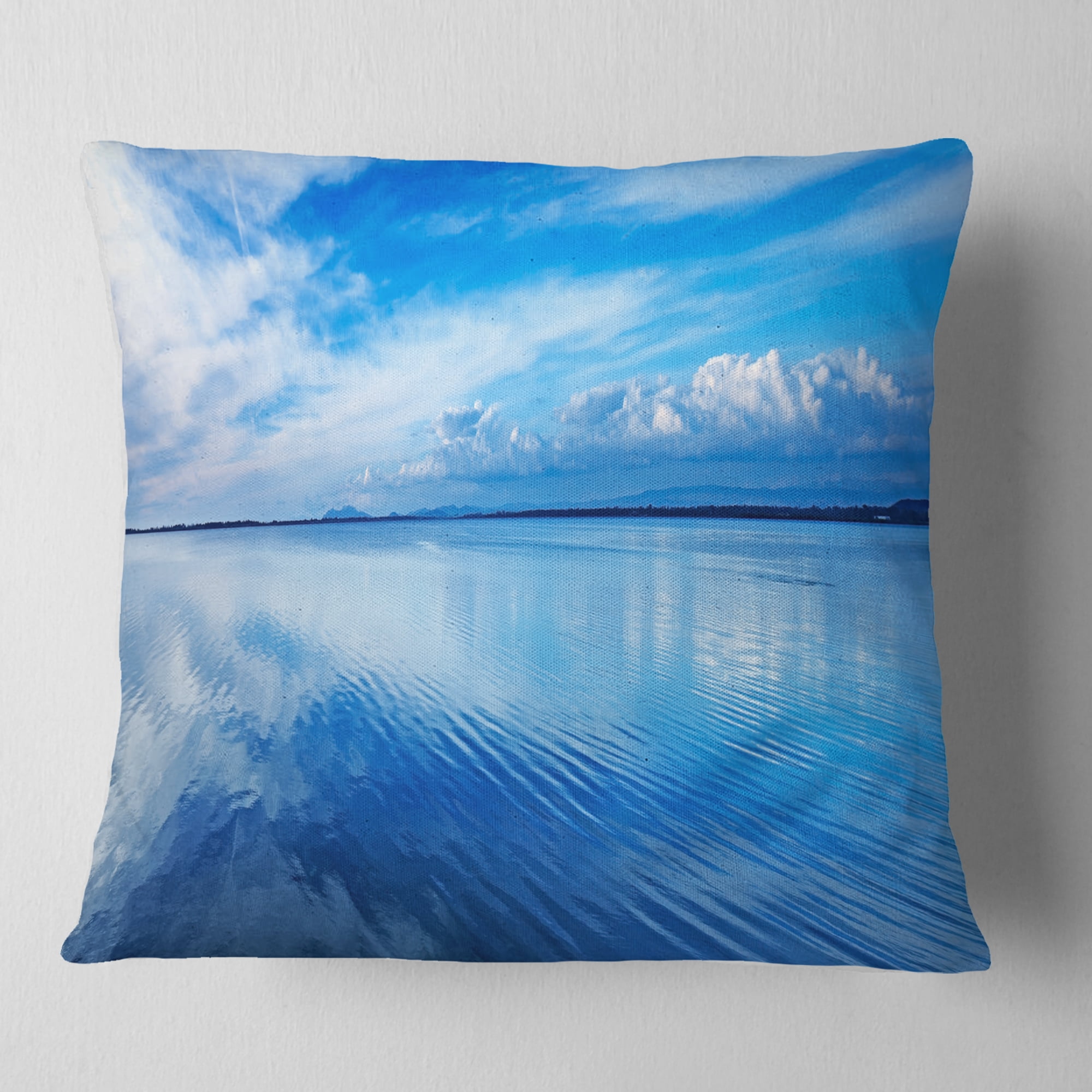 Designart Sunset Blue Panoramic Landscape - Landscape Wall Throw Pillow - 16x16