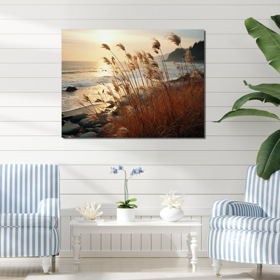 Designart "Sunset Breeze on the Beach III" Nautical & Beach Canvas Wall Art