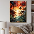 thumbnail image 1 of Designart "Sunset Colorful Orange Palm Trees Retreat I" Floral Floater Framed Wall Art Print, 1 of 7
