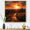 thumbnail image 1 of Designart "Sunset Desert Dreams Cactus Scenery" Landscapes Framed Wall Art - Yellow Desert Entryway Framed Wall Art, 1 of 6