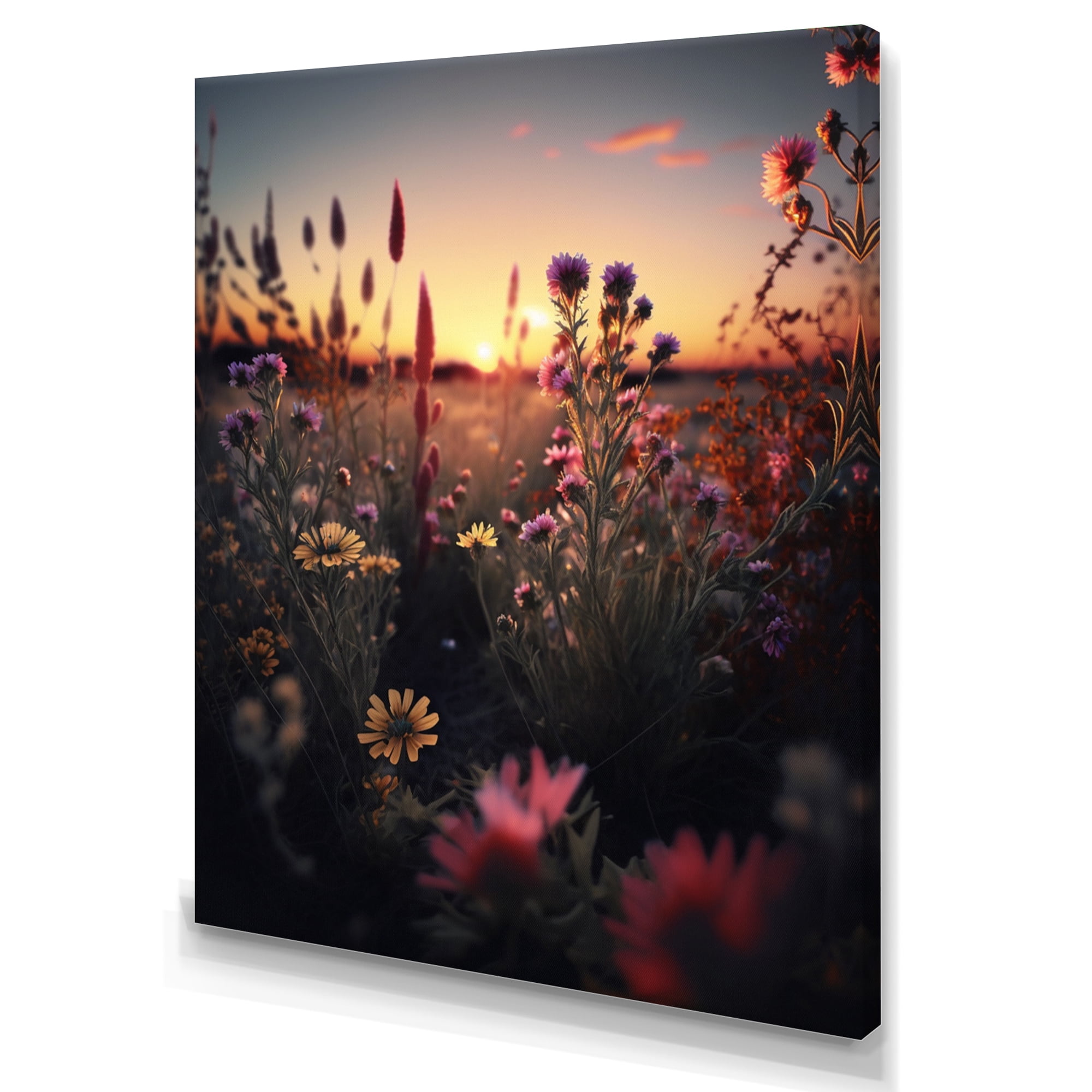 Designart Sunset Field Of Flowers I Canvas Wall Art