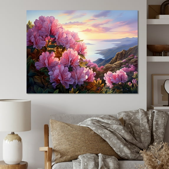 Designart "Sunset Glory Amongst Blooms" Rhododendron Wall Decor