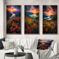 thumbnail image 1 of Designart "Sunset Glow Majestic Flowers in Valley II" Lake Framed Wall Art Set Of 3 - Pink Lake House Frame Gallery Set For Office Decor, 1 of 6