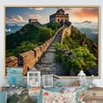 thumbnail image 1 of Designart "Sunset Glow over the Great Wall of China" Landscapes Framed Wall Art - Traditional Green China Bedroom Framed Canvas Wall Art, 1 of 6